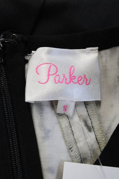 Parker Women Zebra Print Sleeveless Zip Crew Neck Blouse White Size S