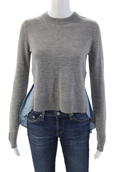 Veronica Beard Unisex Pullover Merino Wool Crew Neck Gray Sweater Size XS