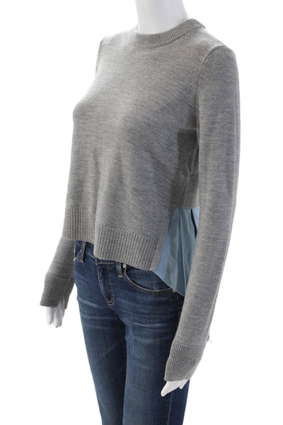 Veronica Beard Unisex Pullover Merino Wool Crew Neck Gray Sweater Size XS