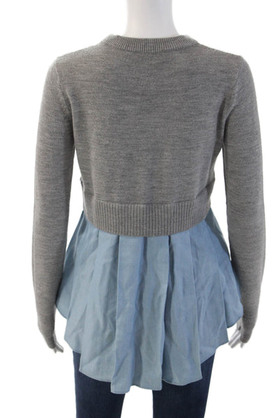 Veronica Beard Unisex Pullover Merino Wool Crew Neck Gray Sweater Size XS