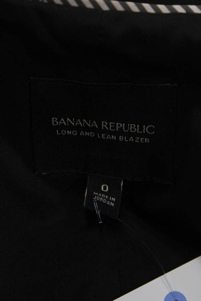 Banana Republic Women Black Wool Blazer Button Long Sleeve Size 0