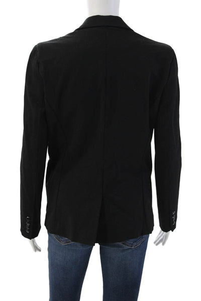 Central Park West Womens Black Collared Blazer Button Long Sleeve Size S