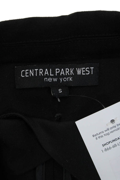 Central Park West Womens Black Collared Blazer Button Long Sleeve Size S