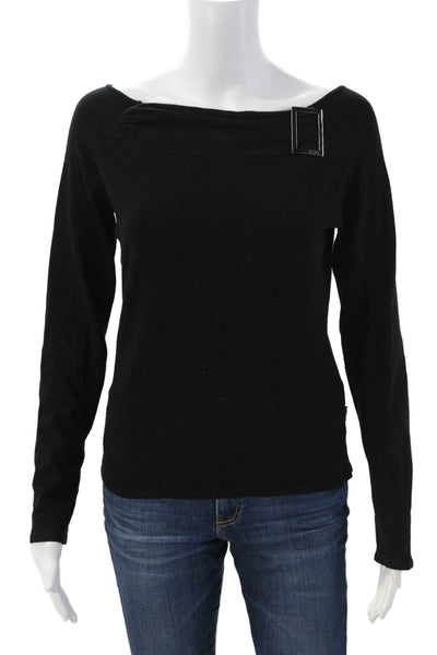 BCBGMAXAZRIA Women Black Long Sleeve Basic Top Rayon Blend Size M