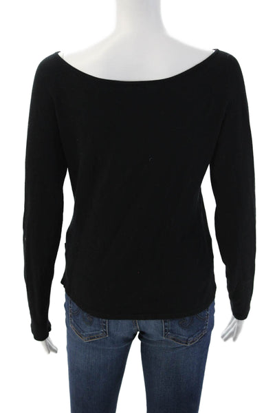 BCBGMAXAZRIA Women Black Long Sleeve Basic Top Rayon Blend Size M