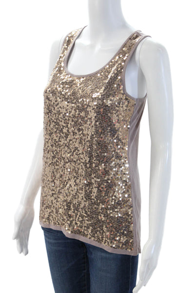 Pink Rose Womens Brown 80s Sleeveless Tank Round Neck Poly Rayon Spandex Size L