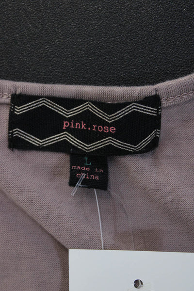 Pink Rose Womens Brown 80s Sleeveless Tank Round Neck Poly Rayon Spandex Size L