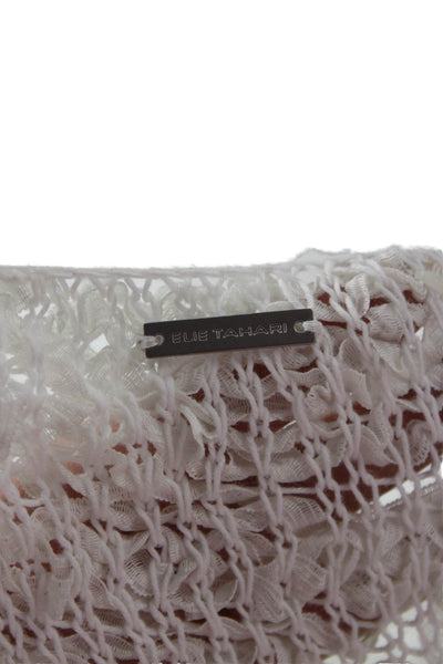 Elie Tahari Unisex White Cotton Blend Pullover Sweater Long Sleeve Size S