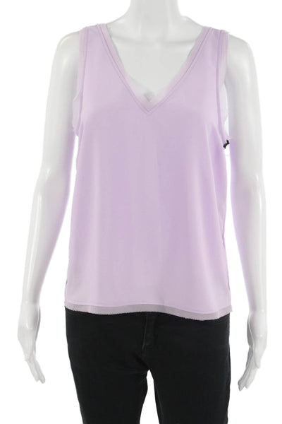 Halogen Womens Basic Linen V-Neck Sleeveless Tank Purple Size S