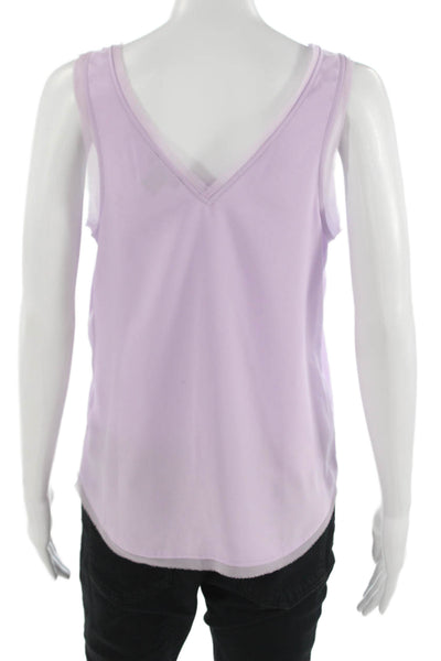 Halogen Womens Basic Linen V-Neck Sleeveless Tank Purple Size S