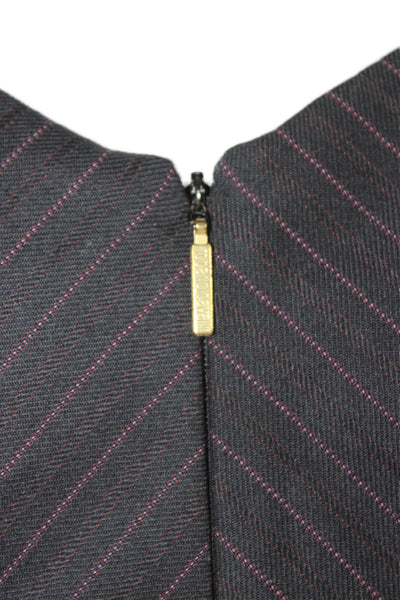Roberto Cavalli Women Sheath Dress Black Wool Herringbone Mid-Calf Zip Size 42