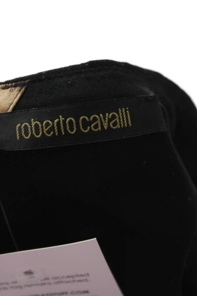 Roberto Cavalli Women Sheath Dress Black Wool Herringbone Mid-Calf Zip Size 42