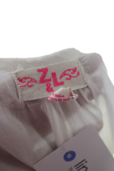 Z&L Europe Womens Kaftan Dress White Long Sleeve Round Neck Size S