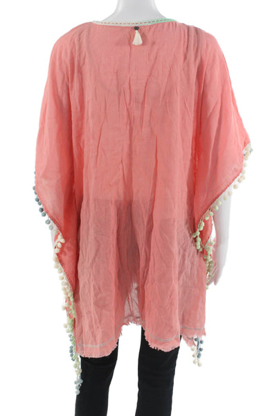 Z&L Europe Womens Pink Viscose Kimono V Neck Long Sleeve Drawstring Size S