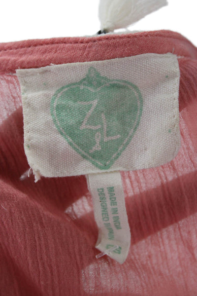 Z&L Europe Womens Pink Viscose Kimono V Neck Long Sleeve Drawstring Size S