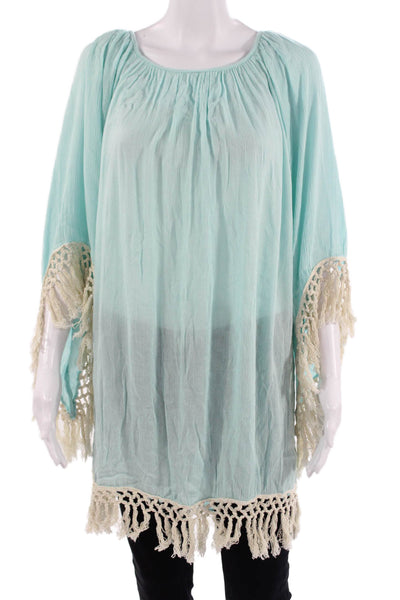Z & L Womens Tunic Long Sleeve Round Neck Light Blue Viscose Size S