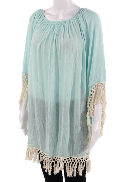 Z & L Womens Tunic Long Sleeve Round Neck Light Blue Viscose Size S
