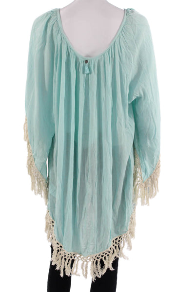 Z & L Womens Tunic Long Sleeve Round Neck Light Blue Viscose Size S