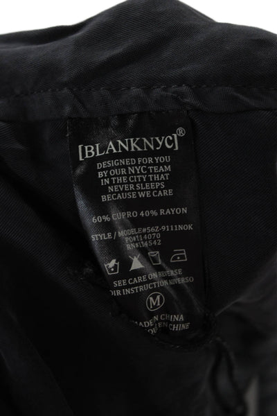 BLANKNYC Womens Dark Gray Biker Jacket High Neck Button 100% Nylon Size M