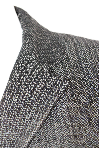 DKNY Unisex Herringbone Linen Wool Blazer Collared 3/4 Sleeve Dark Gray Size 4