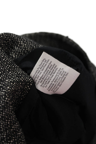 DKNY Unisex Herringbone Linen Wool Blazer Collared 3/4 Sleeve Dark Gray Size 4