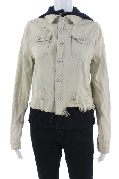 Free People Womens Jacket Beige Button Long Sleeve Grunge Petite Size S