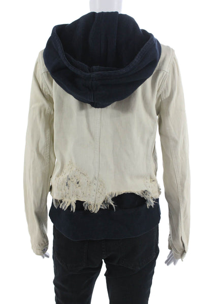 Free People Womens Jacket Beige Button Long Sleeve Grunge Petite Size S