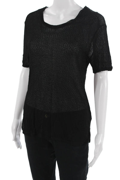 Rag & Bone Women Black Basic T-Shirt Short Sleeve Round Neck Size S