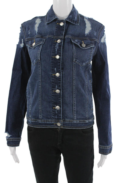 Joes Womens Dark Blue Collared Button Nylon Grunge Long Sleeve Jacket Size XS