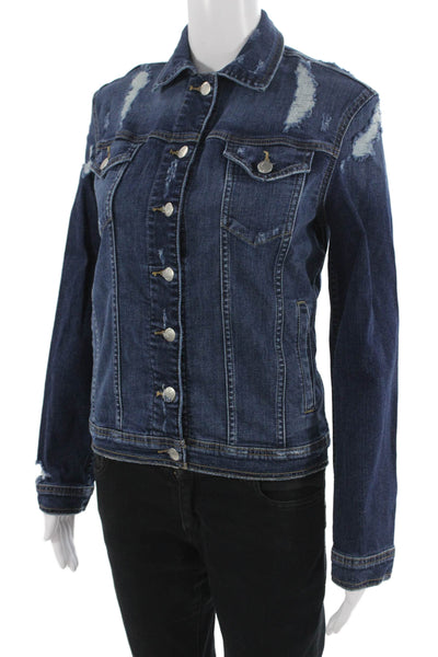 Joes Womens Dark Blue Collared Button Nylon Grunge Long Sleeve Jacket Size XS