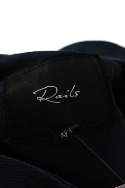 Rails Unisex Dark Blue Military Jacket Tencel Linen High Neck Size M