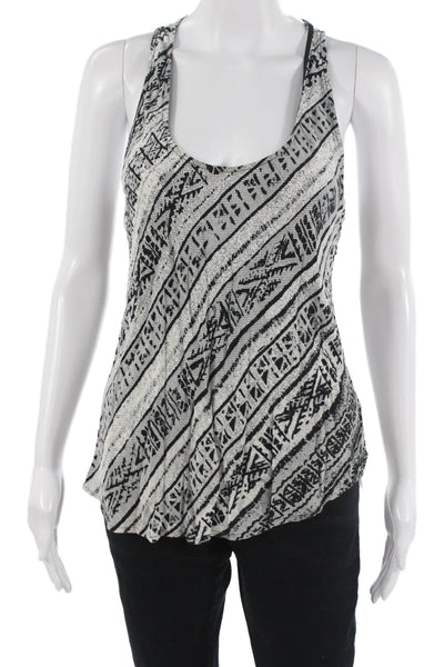 Twelfth Street by Cynthia Vincent Women Black Aztec Round Neck Tank Size M