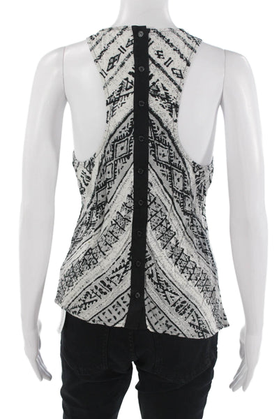 Twelfth Street by Cynthia Vincent Women Black Aztec Round Neck Tank Size M