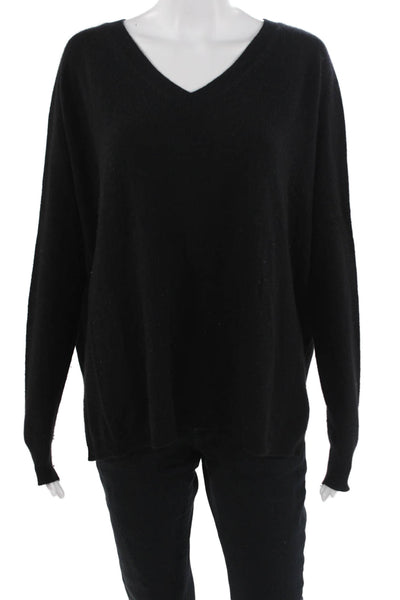 Kier + J Unisex Black Cashmere V-Neck Pullover Sweater Size S