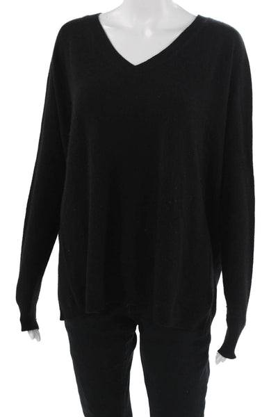 Kier + J Unisex Black Cashmere V-Neck Pullover Sweater Size S