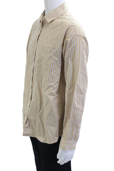 Joes Men Button-Down Striped Beige 100% Cotton Long Sleeve Shirt Size M