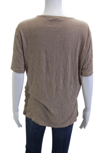 Theory Womens Basic Striped Brown Short Sleeve T-Shirt Size M