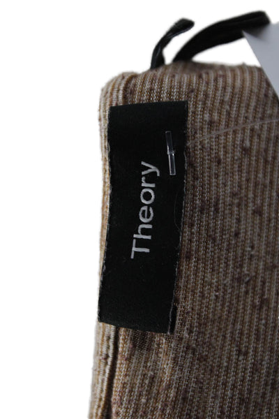 Theory Womens Basic Striped Brown Short Sleeve T-Shirt Size M