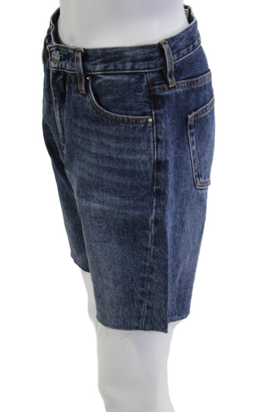 Toteme Unisex Bermuda Shorts Dark Blue 100% Cotton Button Size 27