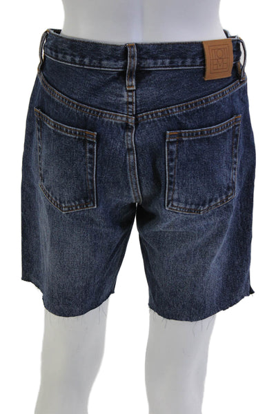 Toteme Unisex Bermuda Shorts Dark Blue 100% Cotton Button Size 27