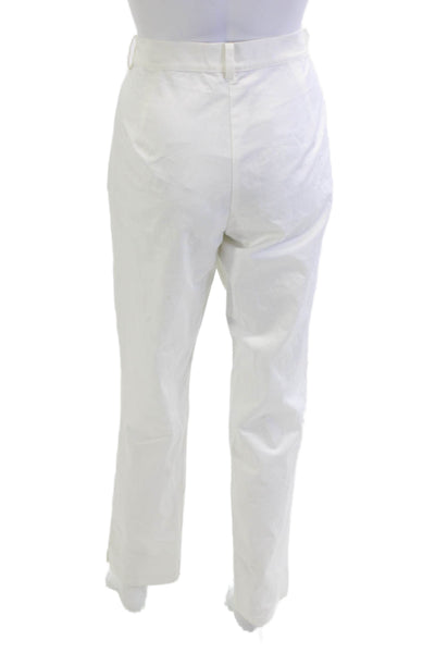 Marina Rinaldi Unisex Dress Pants White Button Cotton Stretch Size 12