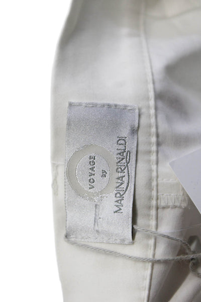 Marina Rinaldi Unisex Dress Pants White Button Cotton Stretch Size 12