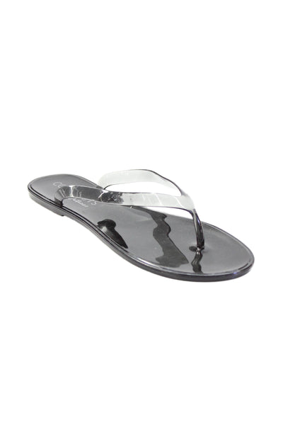 Matisse Womens Rubber Jelly Flats Thong Flip Flops Shoes Black Size 8