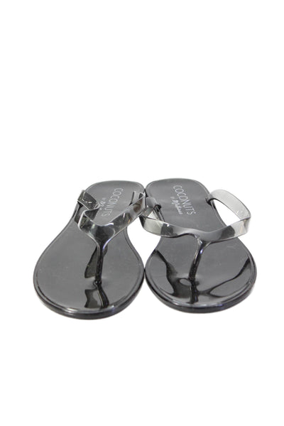 Matisse Womens Rubber Jelly Flats Thong Flip Flops Shoes Black Size 8