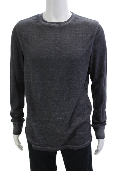Parke & Ronen Mens Classic Solid Crew Neck Sweater Dark Gray Long Sleeve Size L