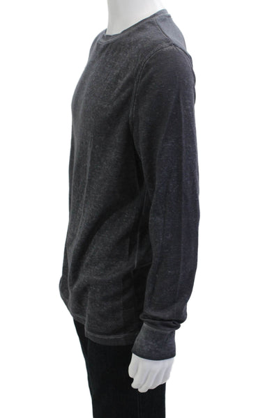 Parke & Ronen Mens Classic Solid Crew Neck Sweater Dark Gray Long Sleeve Size L