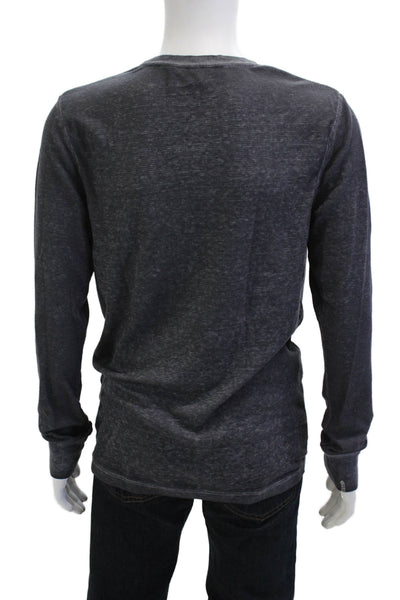 Parke & Ronen Mens Classic Solid Crew Neck Sweater Dark Gray Long Sleeve Size L