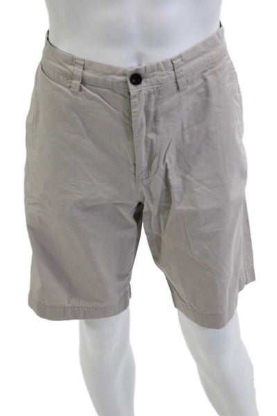 J Crew Mens Chino Shorts Beige 100% Cotton Button Closure Size 34