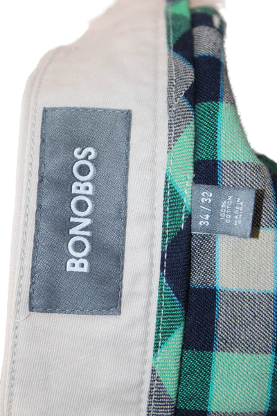Bonobos Men Chino Pants Beige 100% Cotton Button Fly Size 34