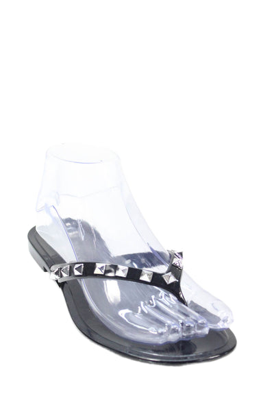 Chinese Laundry Womens Studded Jelly Flat Thong Sandals Shoes Black Size 8